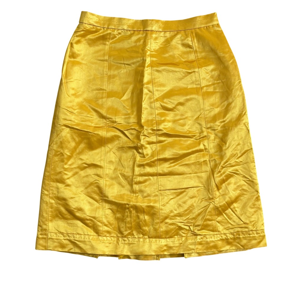 MaxMara Cotton Silk Pleated Skirt‎ Sz 2 Gold Yellow Made in Italy